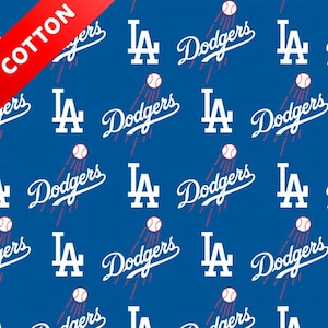 Los Angeles Dodgers MLB Cotton Fabric - 58&quot; Wide - 100% Cotton - Sold by the Yard - Perfect for Quilting, Banners, Flags and Bandanas