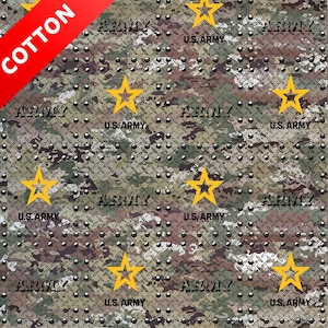 US Army Grate Military Cotton Fabric - 44&quot; Wide - 100% Cotton - Sold by The Yard - for Veterans, Crafting, Quilting, Banners, Flags, Bandana