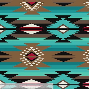 Teal Raindance Native American Fleece Fabric - 60" Wide - 100% Polyester - Sold by The Yard - for No Sew Fleece Throws and Tie Blankets