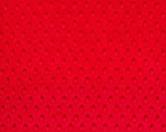 Red Minky Dimple Dot Fabric - Sold by the Yard & Bolt - Ideal for Blankets, Robes, Soft Toys and Baby Apparel