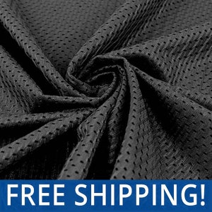 Black Football Mesh Jersey Fabric - Ideal for Athletic Jersey Uniforms - Sold by The Yard & Bolt - Free Shipping!