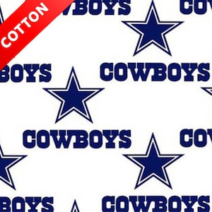 Dallas Cowboys NFL Cotton Fabric - 58&quot; Wide - 100% Cotton - Sold by the Yard - Perfect for Quilting, Banners, Flags and Bandanas