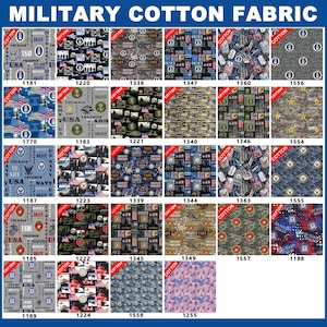 US Military Branches Cotton Fabric - 44&quot; Wide - 100% Cotton - Sold by The Yard - for Veterans, Crafting, Quilting, Banners, Flags, Bandanas