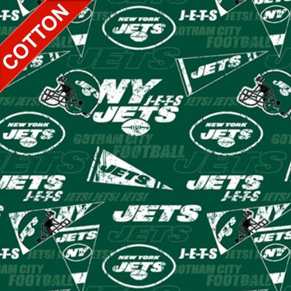 New York Jets NFL Cotton Fabric - Sold by The Yard & Bolt - Ideal for Crafting, Quilting, Banners, Flags and Bandanas