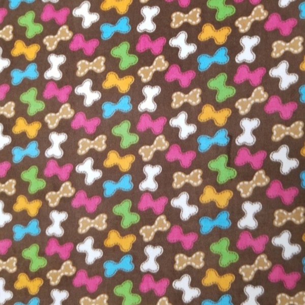 Multicolor Dog Bone Treats Fleece Fabric - Sold by the Yard & Bolt - Ideal for Sewing Projects, Scarves, No Sew Fleece Throws, Tie Blankets