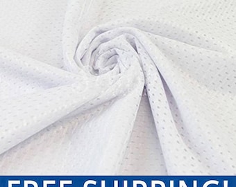 White Football Mesh Jersey Fabric - 60" Wide - 100% Polyester - Sold by the Yard - Athletic Mesh Fabric for Sports Uniforms