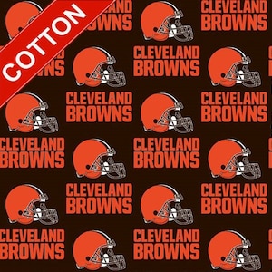 Cleveland Browns NFL Cotton Fabric - 58&quot; Wide - 100% Cotton - Sold by the Yard - Perfect for Quilting, Banners, Flags and Bandanas
