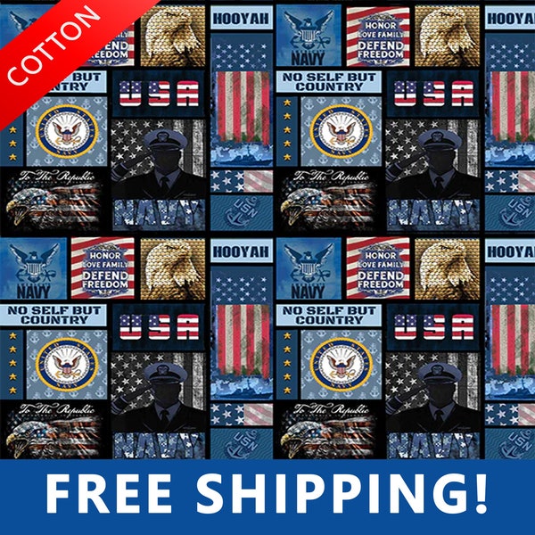 United States Navy Cotton Fabric - Sold By The Yard and Bolt - Buy More & Save More - Free Shipping!!