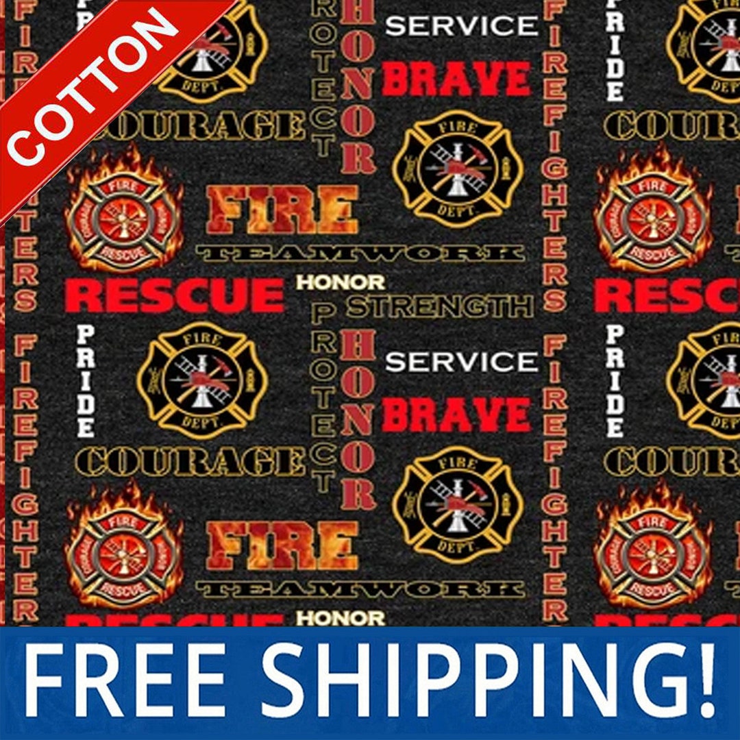 Fire Department Cotton Fabric Sold by the Yard and Bolt Buy More & Save