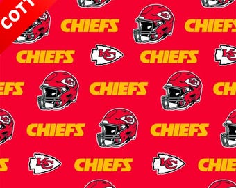 Kansas City Chiefs NFL Cotton Fabric - 58" Wide - 100% Cotton - Sold by the Yard - Perfect for Quilting, Banners, Flags and Bandanas