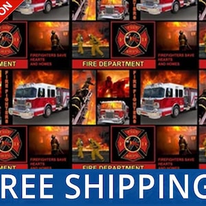 Fire Department Cotton Fabric - Sold By The Yard and Bolt - Buy More & Save More - Free Shipping!!