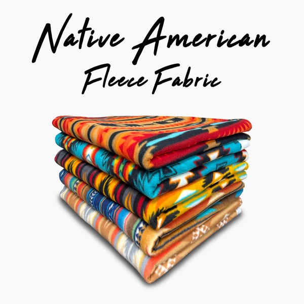 Native American Print Fleece Fabric - 60" Wide - 100% Polyester - Sold by the Yard - for No Sew Fleece Throws and Tie Blankets