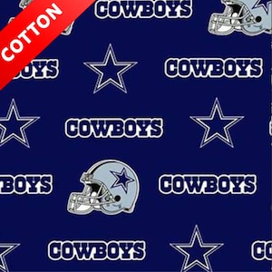 Dallas Cowboys NFL Cotton Fabric - 58&quot; Wide - 100% Cotton - Sold by the Yard - Perfect for Quilting, Banners, Flags and Bandanas