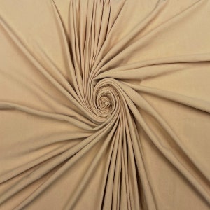 Khaki Cotton Spandex Jersey Knit Fabric - 4 Way Stretch - Sold by the Yard & Bolt - for T-shirts, Dresses, Skirts and Athleticwear Apparel