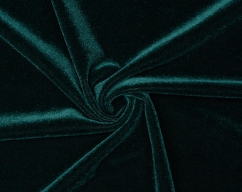 Hunter Green Stretch Velvet Fabric - 60" Wide - 90/10% Polyester Spandex - Sold by The Yard - for Sewing Apparel, Dresses, Skirts, Pillows