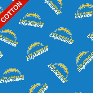 Los Angeles Chargers NFL Cotton Fabric - 58&quot; Wide - 100% Cotton - Sold by the Yard - Perfect for Quilting, Banners, Flags and Bandanas
