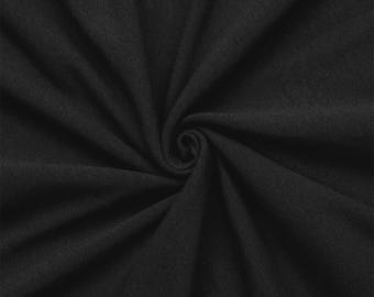Black Cotton Spandex Jersey Knit Fabric - 4 Way Stretch - Sold by the Yard & Bolt - for T-shirts, Dresses, Skirts and Athleticwear Apparel