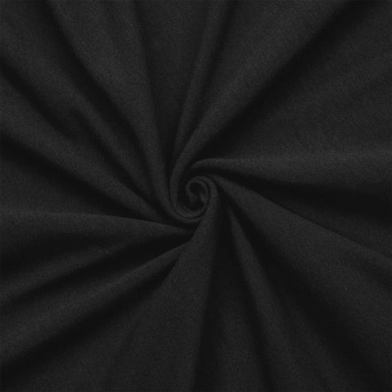 Black Cotton Spandex Jersey Knit Fabric - 4 Way Stretch - Sold by the Yard & Bolt - for T-shirts, Dresses, Skirts and Athleticwear Apparel