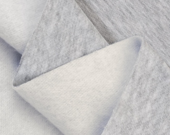 Heather Gray Polyester Sweatshirt Fleece Fabric - 85/15% Polyester Cotton - 60" Wide -  Sold by the Yard for Hoodies, Sweaters & Sweatpants
