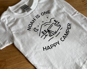 Custom First birthday T shirt - One happy camper - Birthday - Personalized toddler shirt - Baby Shirt