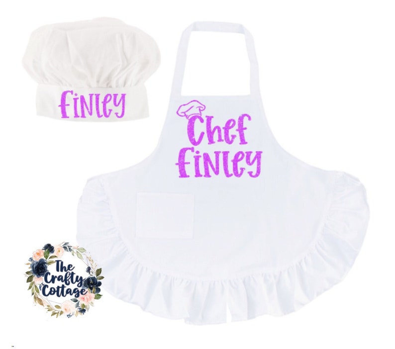 Chef Birthday Party Youth Chef Hat Youth Chef Apron Youth Chef Ruffled Apron and Chef Hat Cooking Class Chef Apron