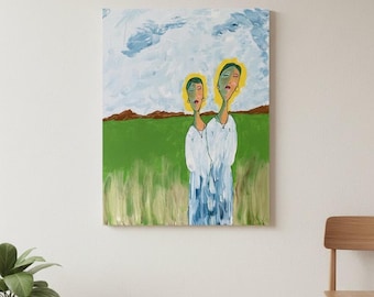 Reflexión Sagrada, Pintura Acrílica Original sobre Lienzo de 16x20 pulgadas, Colección Quietud de Christina Walls.