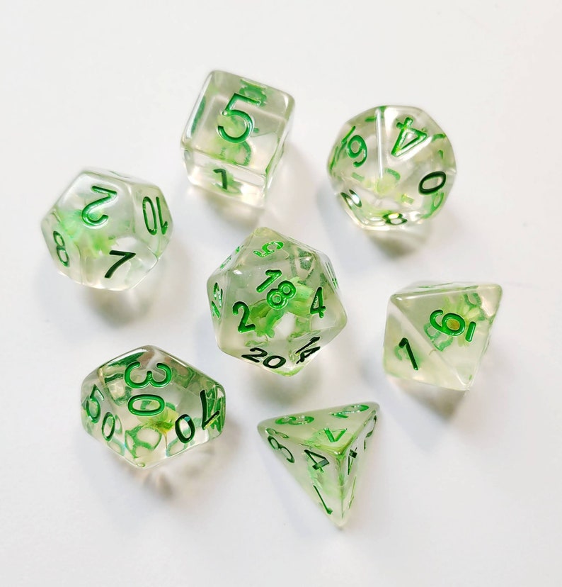 DnD Dice Set Resin Dice Green Floral Etsy