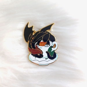 Tea Dragon Glitter Enamel Pin Series- Black Tea