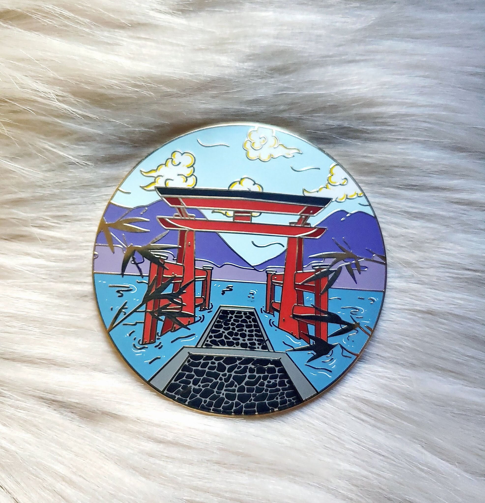 Scenic Japan Enamel Pin Series Hakone Lake Ashi Torrii Gate