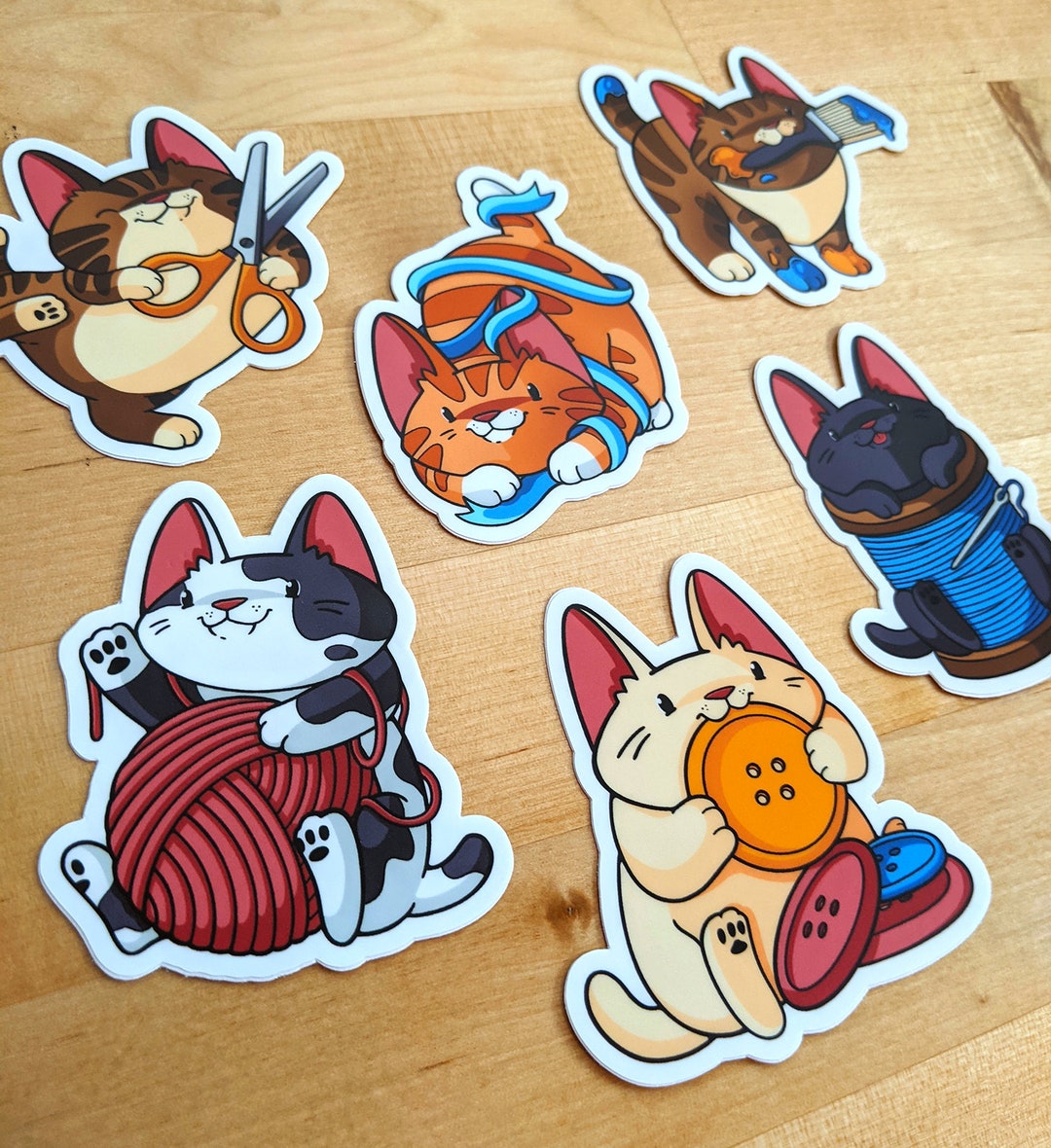 Crafty Cats Sticker Set - Etsy