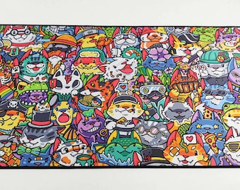 The Meownagerie Oversized Deskmat // Custom Illustration // Accessories for Desk and Office