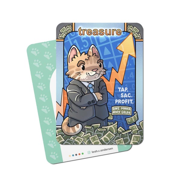 5 Treasure Tokens for Magic the Gathering