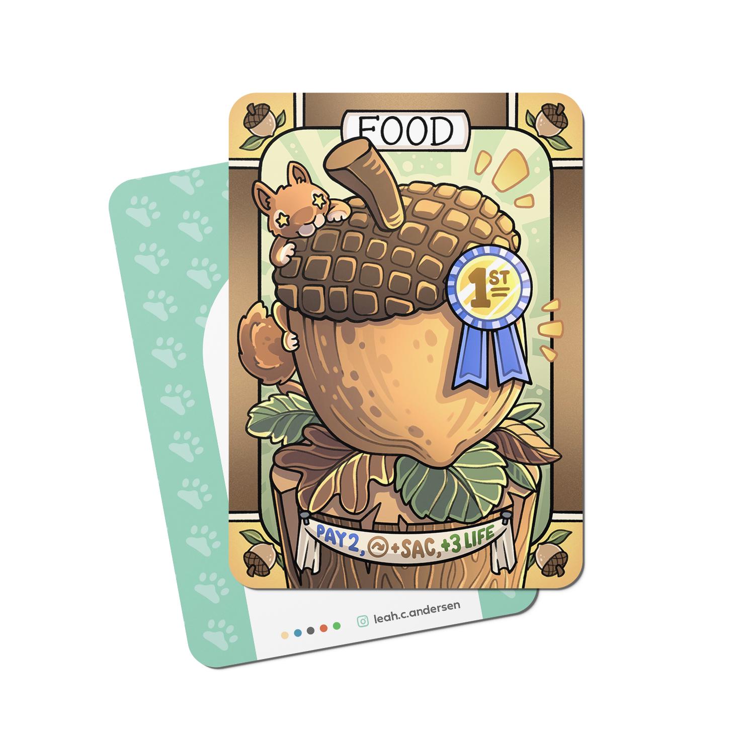 5 Squirrel Acorn Food Tokens for Magic the Gathering