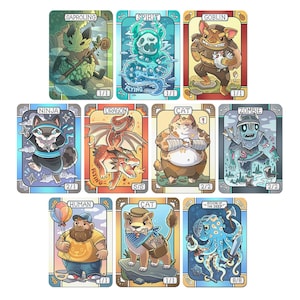 Set med 10 Foundations-marker // Illustrerade kort för Magic the Gathering