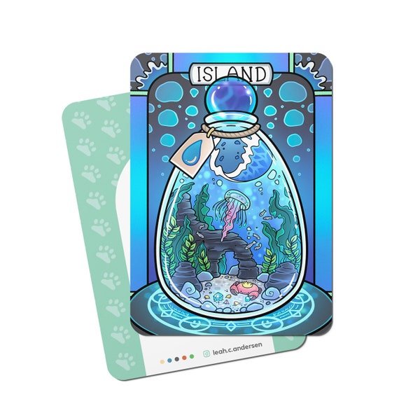 5 Island Cards // Illustrated Basic Lands for Magic the Gathering