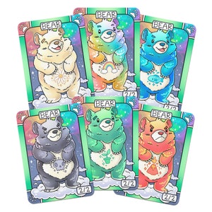 6 Rainbow Bear Tokens for Magic the Gathering