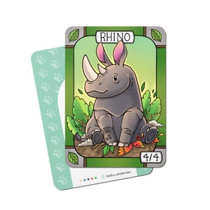 5 Rhino Tokens for Magic the Gathering