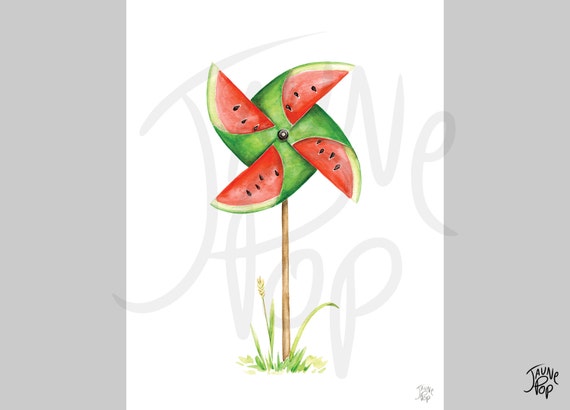 Affiche Vire Vent Melon Deau à Télécharger Et Imprimer Soi Même Réalisée à Laquarelle Disponible Au Format Lettre Et 8 X 10 Jpg Pdf