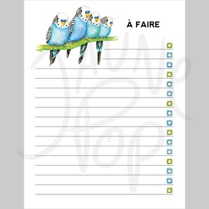 French weekly plan Blue budgies and leaves To do list for the week Downloadable and printable PDF files image 5