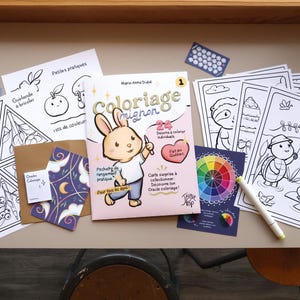 Album de coloriage adulte & famille • 24 illustrations joyeuses sur carton épais pour marqueurs • dessins d'animaux mignons • cadeau créatif