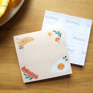 Quaderni adesivi Lunch, Post-it® x Yellow Pop, per prendere appunti e lasciare messaggi, motivo croissant, bacon, uovo