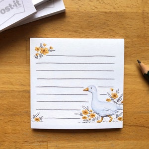 Post-it® featuring a goose and flowers for taking notes and leaving messages, 50 sheets