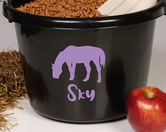 Personalized Horse Feed Bucket Decal: Custom Name Label