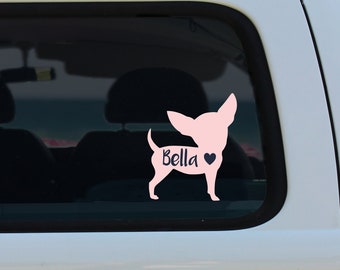 Chihuahua Vinyl Decal for Tumbler, Laptop, Window, Sticker for Women, Personalized Gifts, Dog Mom Car Accessories, Chihuahua Decal with Name