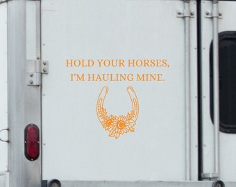 Hold Your Horses Trailer Decal, Equestrian Sticker, Horse Vinyl Decal for Trailer, Horse Trailer Sticker, Horse Decal Sticker For Truck