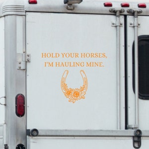 Hold Your Horses Trailer Decal, Equestrian Sticker, Horse Vinyl Decal for Trailer, Horse Trailer Sticker, Horse Decal Sticker For Truck