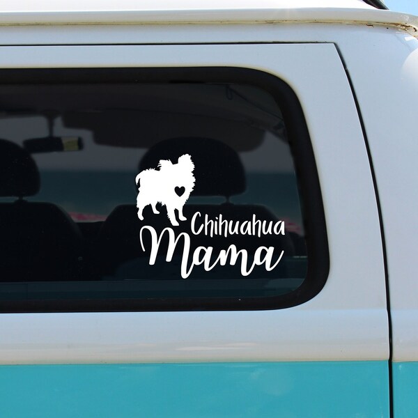 Chihuahua Face Vinyl Decal – 4x6 Inches, White, For Car Window Wall Bumper – Made In USA - View #2