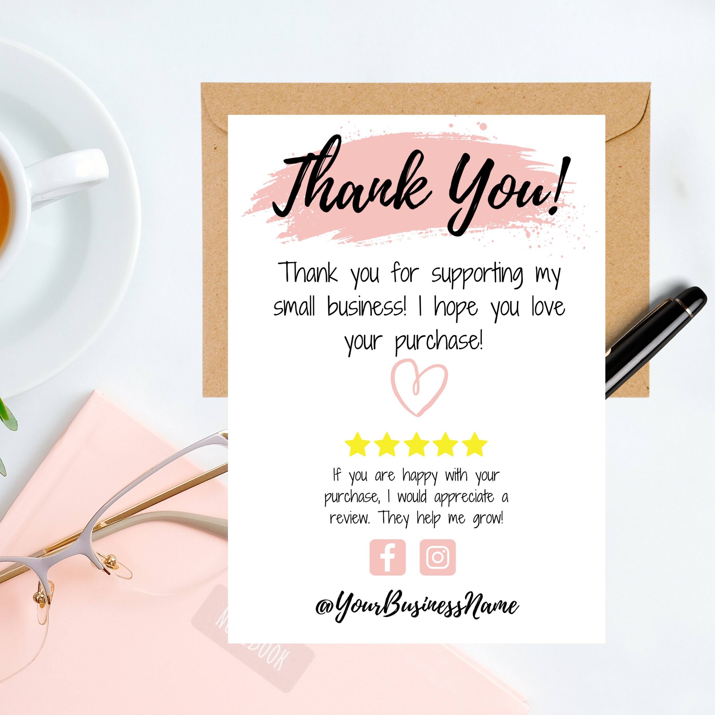 Small Business Thank You Card Template Thank You Card Digital | Etsy