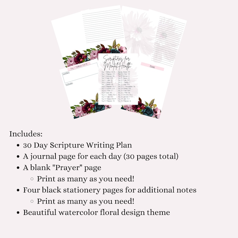 30 Day Scripture Writing Plan: Printable Bible Journaling Kit - Etsy