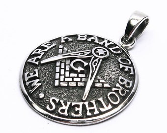 Masonic Jewelry Pendant Silver 925 Freemason masonic Circle Angle Freemasonry Compass